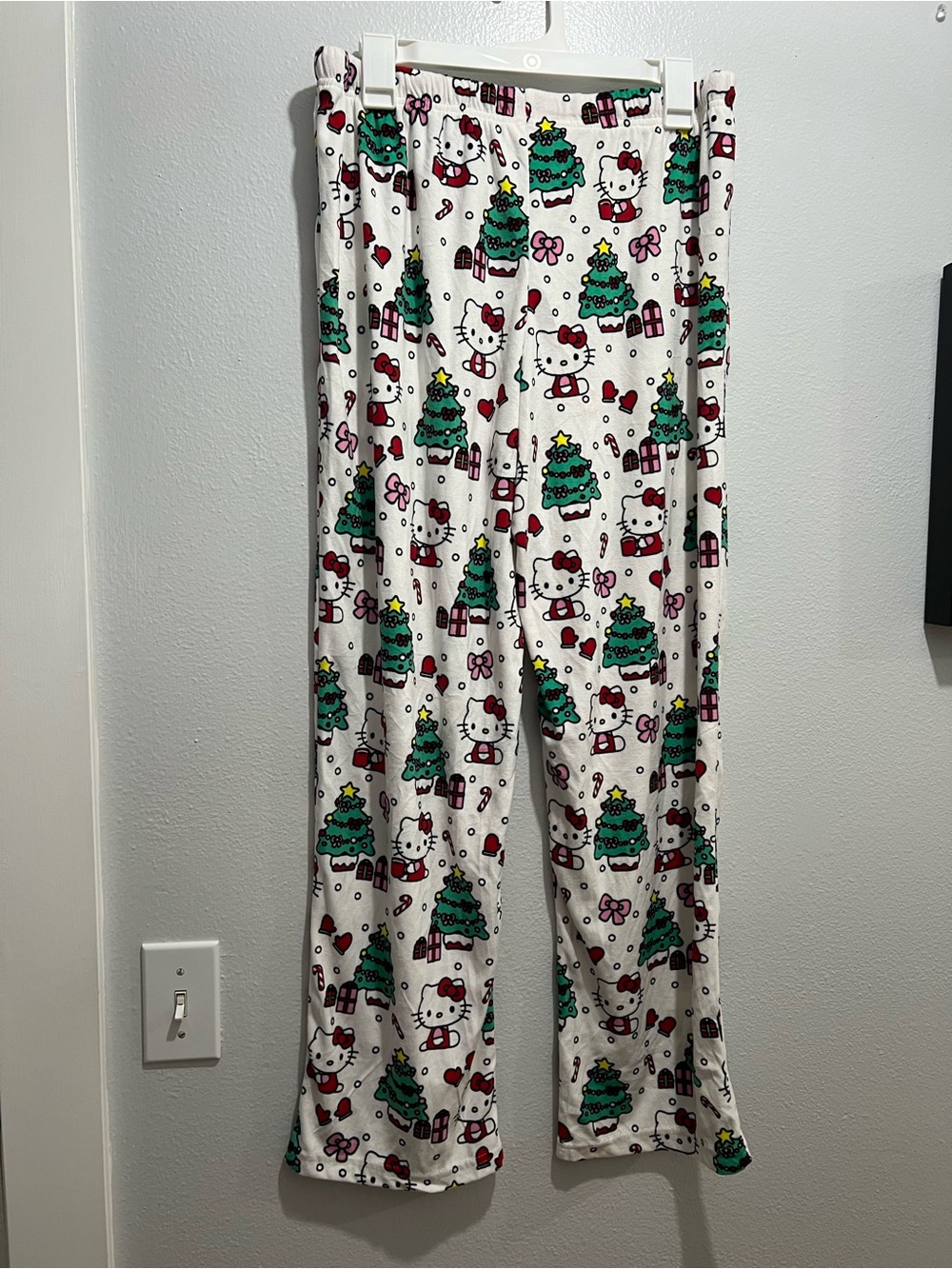 Hello Kitty White Holiday Pajama Pants with Green & Red Accents - Picture 3 of 4